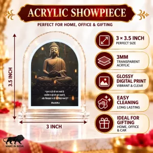 Buddha L Shape Acrylic Showpiece 3 X 3.5 Inch For Home, Office And Car (F177508)