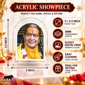 Jagadguru Kripalu Maharaj L Shape Acrylic Showpiece 3 X 3.5 Inch For Home, Office And Car (F177520)