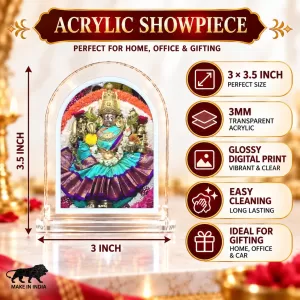 Goddess Sri Chamundeshwari L Shape Acrylic Showpiece 3 X 3.5 Inch For Home, Office And Car (F177522)