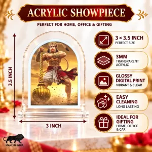 Hanuman L Shape Acrylic Showpiece 3 X 3.5 Inch For Home, Office And Car (F177530)
