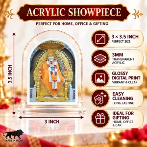 Shirdi Sai Baba L Shape Acrylic Showpiece 3 X 3.5 Inch For Home, Office And Car (F177533) Shirdi Sai Baba L Shape Acrylic Showpiece 3 X 3.5 Inch For Home, Office And Car (F177533)