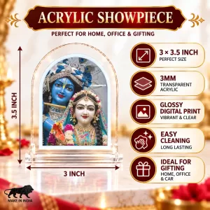 Radha Krishna L Shape Acrylic Showpiece 3 X 3.5 Inch For Home, Office And Car (F177535)