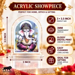 Lord Ganesha L Shape Acrylic Showpiece 3 X 3.5 Inch For Home, Office And Car (F177544) Lord Ganesha L Shape Acrylic Showpiece 3 X 3.5 Inch For Home, Office And Car (F177544)