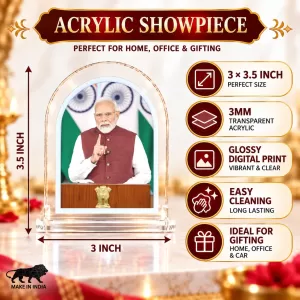 Narendra Modi L Shape Acrylic Showpiece 3 X 3.5 Inch For Home, Office And Car (F177552) Narendra Modi L Shape Acrylic Showpiece 3 X 3.5 Inch For Home, Office And Car (F177552)