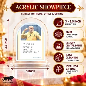 Narendra Modi L Shape Acrylic Showpiece 3 X 3.5 Inch For Home, Office And Car (F177556) Narendra Modi L Shape Acrylic Showpiece 3 X 3.5 Inch For Home, Office And Car (F177556)