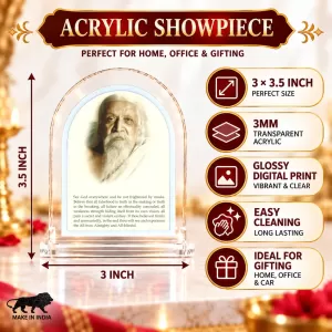 Sri Aurobindo L Shape Acrylic Showpiece 3 X 3.5 Inch For Home, Office And Car (F177557) Sri Aurobindo L Shape Acrylic Showpiece 3 X 3.5 Inch For Home, Office And Car (F177557)