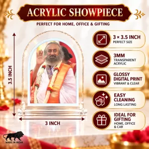 Sri Sri Ravi Shankar L Shape Acrylic Showpiece 3 X 3.5 Inch For Home, Office And Car (F177559) Sri Sri Ravi Shankar L Shape Acrylic Showpiece 3 X 3.5 Inch For Home, Office And Car (F177559)
