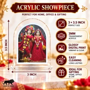 Radha Krishna L Shape Acrylic Showpiece 3 X 3.5 Inch For Home, Office And Car (F177561)