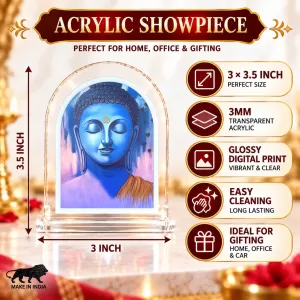 Buddha L Shape Acrylic Showpiece 3 X 3.5 Inch For Home, Office And Car (F177578)