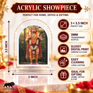 Hanuman L Shape Acrylic Showpiece 3 X 3.5 Inch For Home, Office And Car (F177579)