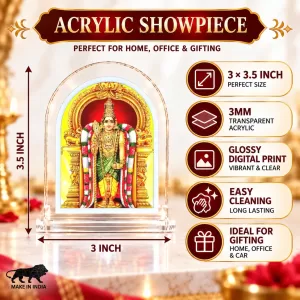 Lord Murugan L Shape Acrylic Showpiece 3 X 3.5 Inch For Home, Office And Car (F177583)