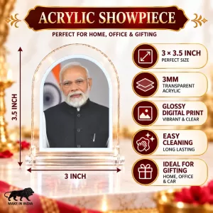 Narendra Modi L Shape Acrylic Showpiece 3 X 3.5 Inch For Home, Office And Car (F177584) Narendra Modi L Shape Acrylic Showpiece 3 X 3.5 Inch For Home, Office And Car (F177584)