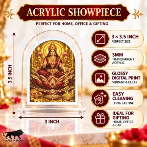 Goddess Lakshmi L Shape Acrylic Showpiece 3 X 3.5 Inch For Home, Office And Car (F177585)