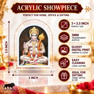 Hanuman L Shape Acrylic Showpiece 3 X 3.5 Inch For Home, Office And Car (F177586)