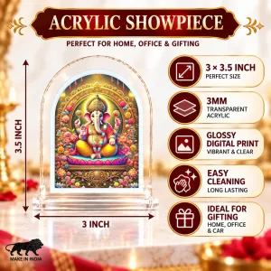 Lord Ganesha L Shape Acrylic Showpiece 3 X 3.5 Inch For Home, Office And Car (F177592) Lord Ganesha L Shape Acrylic Showpiece 3 X 3.5 Inch For Home, Office And Car (F177592)