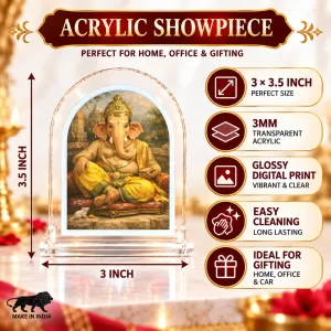 Lord Ganesha L Shape Acrylic Showpiece 3 X 3.5 Inch For Home, Office And Car (F177596) Lord Ganesha L Shape Acrylic Showpiece 3 X 3.5 Inch For Home, Office And Car (F177596)