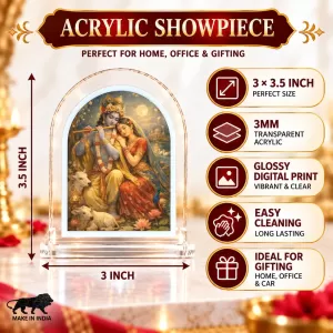 Radha Krishna L Shape Acrylic Showpiece 3 X 3.5 Inch For Home, Office And Car (F177600)