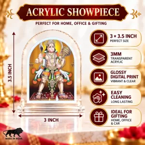 Hanuman L Shape Acrylic Showpiece 3 X 3.5 Inch For Home, Office And Car (F177602)