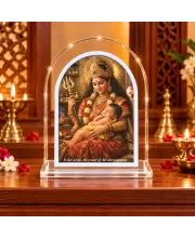 Maa With Durga Boy  L Shape Acrylic Showpiece 3 X 3.5 Inch For Home, Office And Car (F175688)