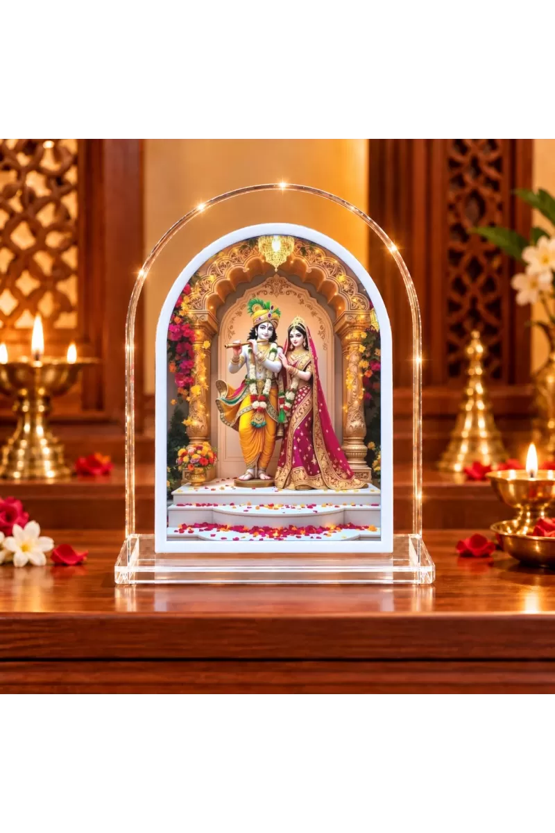 Radha Krishna L Shape Acrylic Showpiece 3 X 3.5 Inch For Home, Office And Car (F175693)