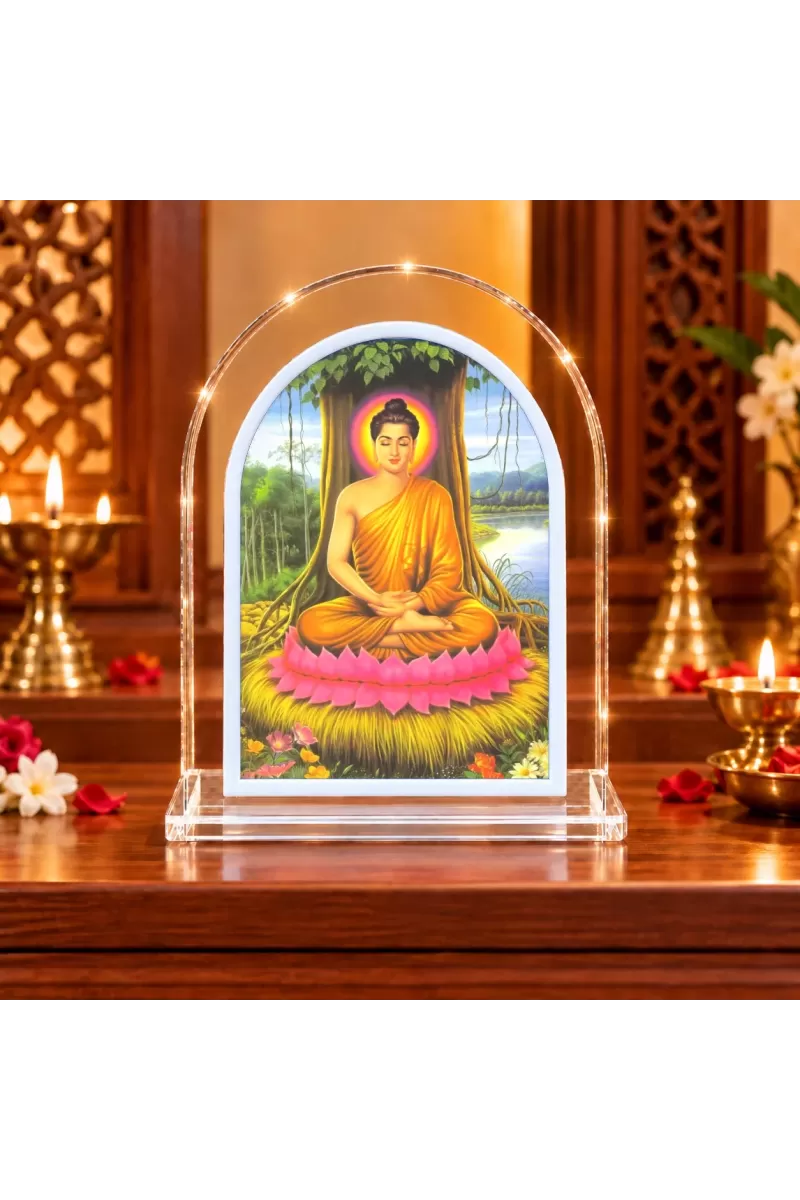Buddha L Shape Acrylic Showpiece 3 X 3.5 Inch For Home, Office And Car (F175694)