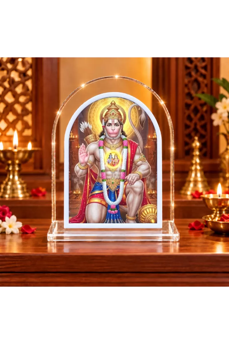 Hanuman L Shape Acrylic Showpiece 3 X 3.5 Inch For Home, Office And Car (F175696)