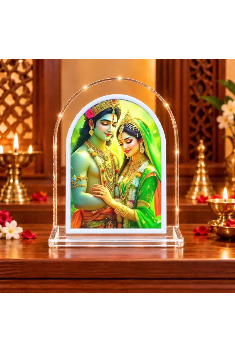 Radha Krishna L Shape Acrylic Showpiece 3 X 3.5 Inch For Home, Office And Car (F175697)