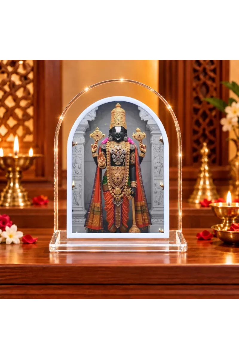 Lord Tirupati Balaji L Shape Acrylic Showpiece 3 X 3.5 Inch For Home, Office And Car (F175706)