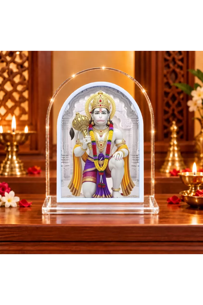 Hanuman L Shape Acrylic Showpiece 3 X 3.5 Inch For Home, Office And Car (F175708)