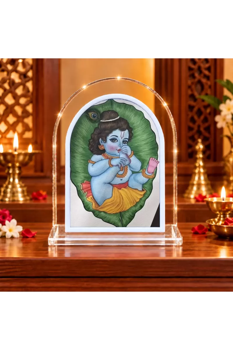 Baby Krishna L Shape Acrylic Showpiece 3 X 3.5 Inch For Home, Office And Car (F175709)