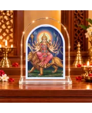 Durga Maa L Shape Acrylic Showpiece 3 X 3.5 Inch For Home, Office And Car (F175710)