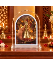 Traditional Brass Ritual Bell (ghanti) L Shape Acrylic Showpiece 3 X 3.5 Inch For Home, Office And Car (F175711)