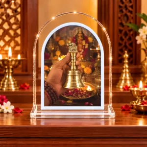 Traditional Brass Ritual Bell (ghanti) L Shape Acrylic Showpiece 3 X 3.5 Inch For Home, Office And Car (F175711) Traditional Brass Ritual Bell (ghanti) L Shape Acrylic Showpiece 3 X 3.5 Inch For Home, Office And Car (F175711)
