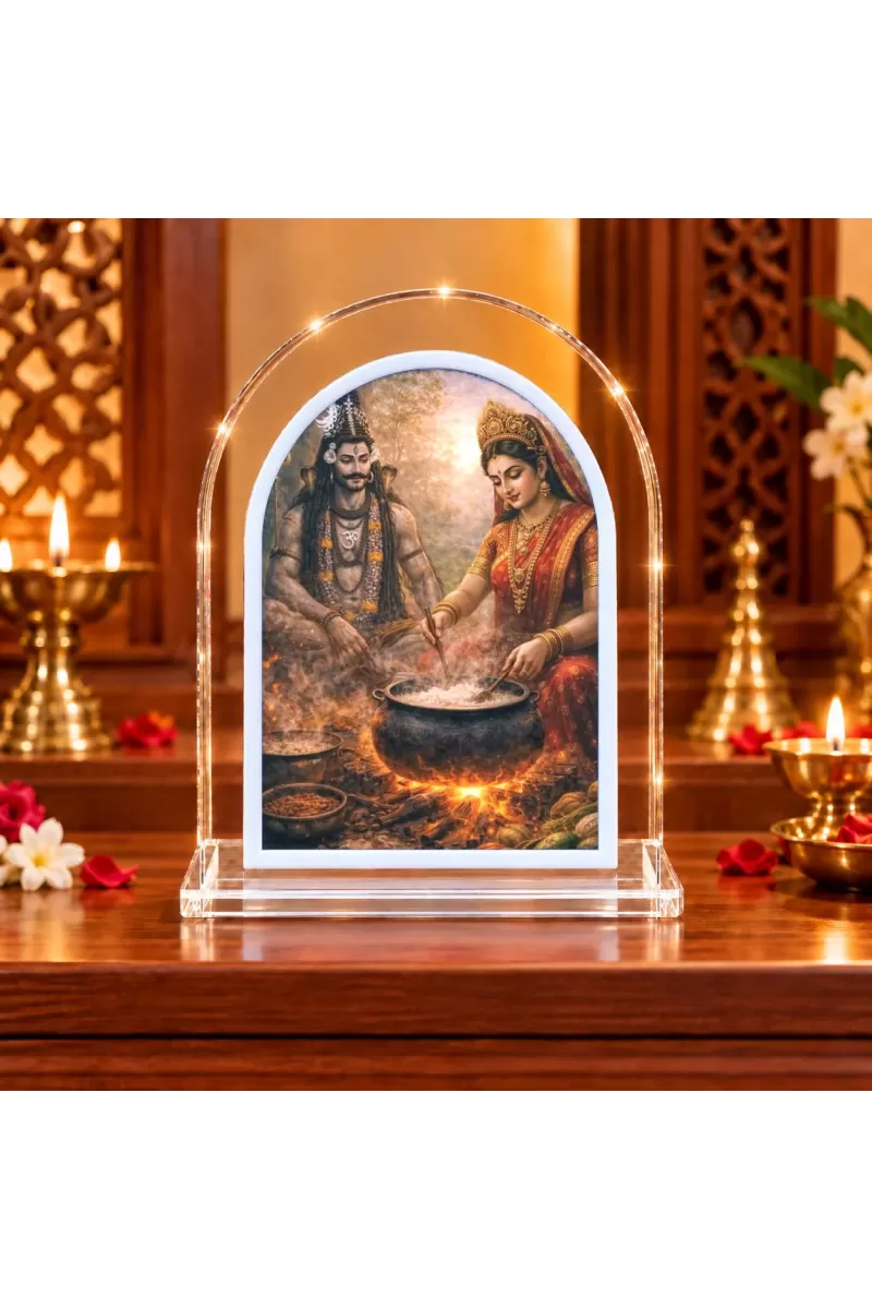 Shiva Parvati L Shape Acrylic Showpiece 3 X 3.5 Inch For Home, Office And Car (F175712)