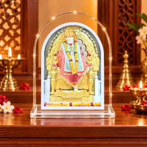 Shirdi Sai Baba L Shape Acrylic Showpiece 3 X 3.5 Inch For Home, Office And Car (F175714)