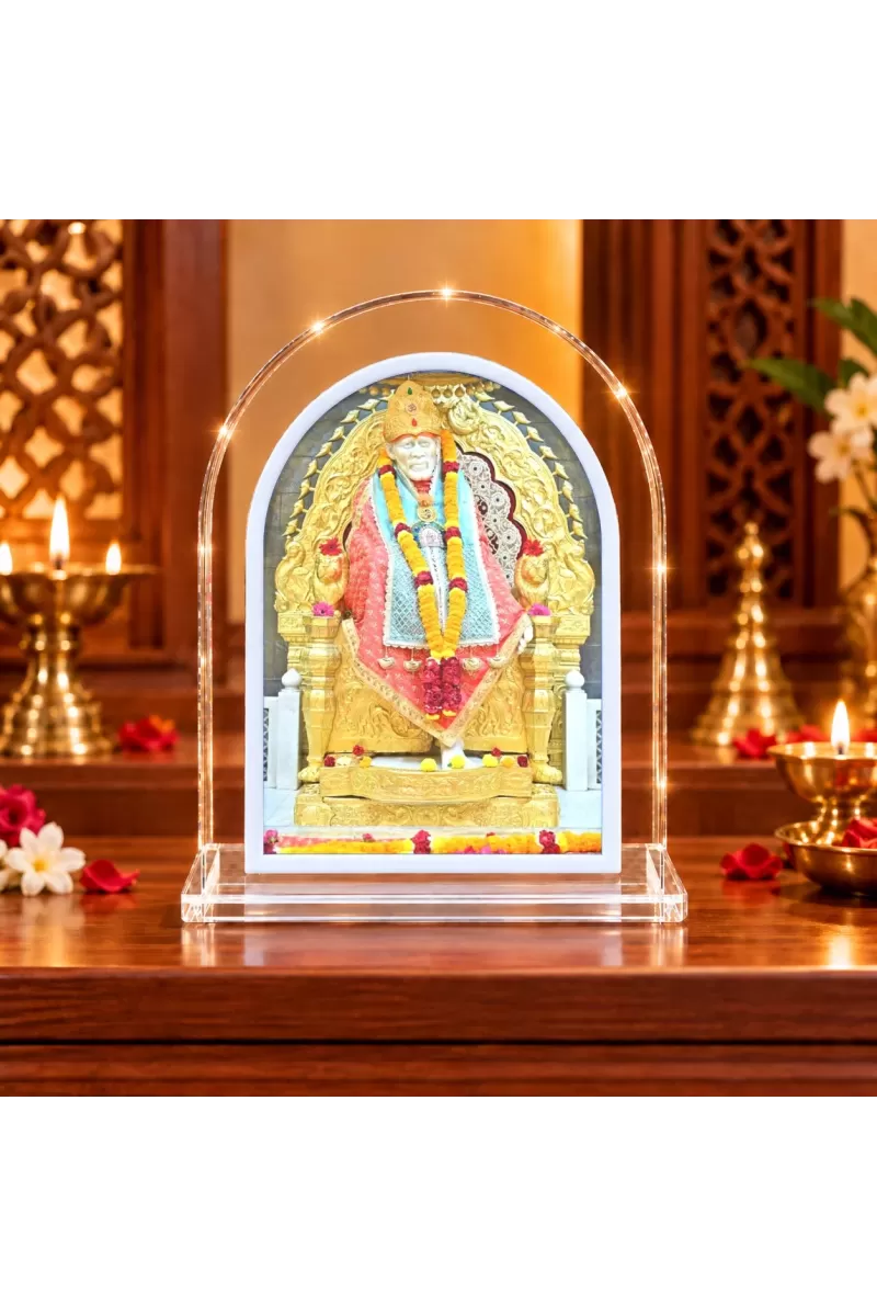 Shirdi Sai Baba L Shape Acrylic Showpiece 3 X 3.5 Inch For Home, Office And Car (F175714)