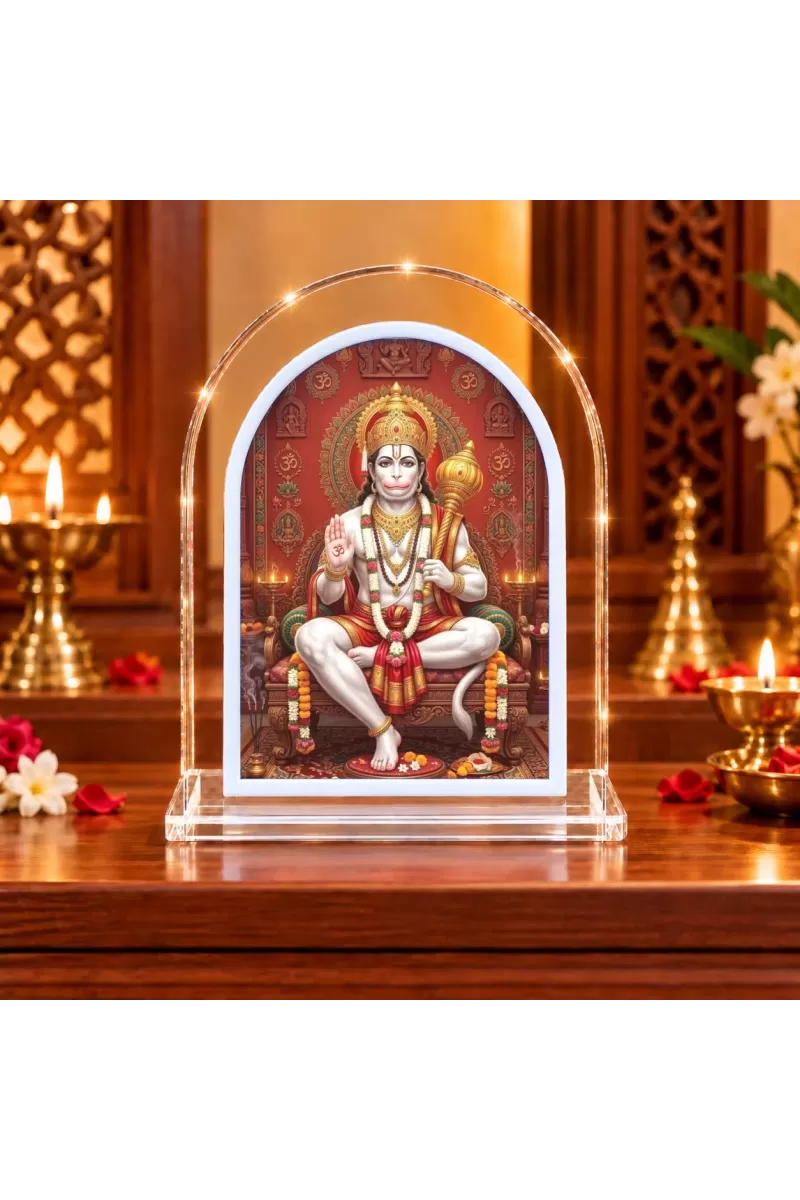 Hanuman L Shape Acrylic Showpiece 3 X 3.5 Inch For Home, Office And Car (F175715)