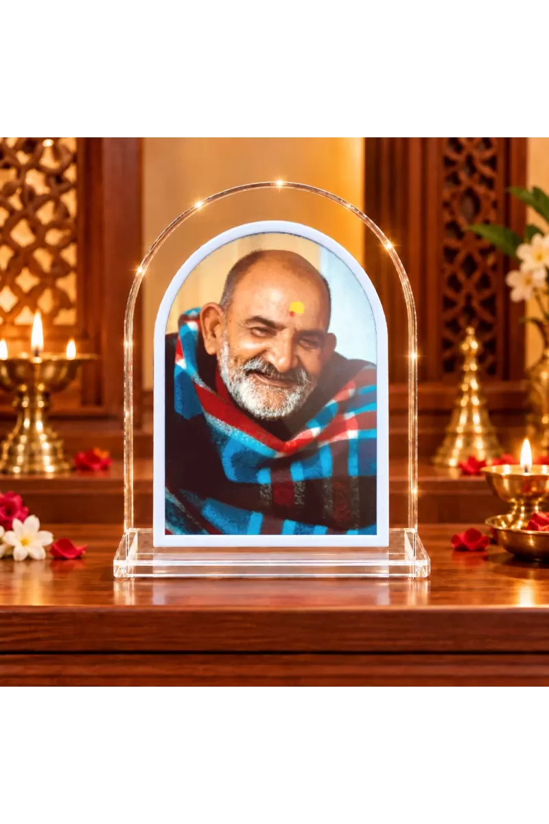 Neem Karoli Baba L Shape Acrylic Showpiece 3 X 3.5 Inch For Home, Office And Car (F175716)