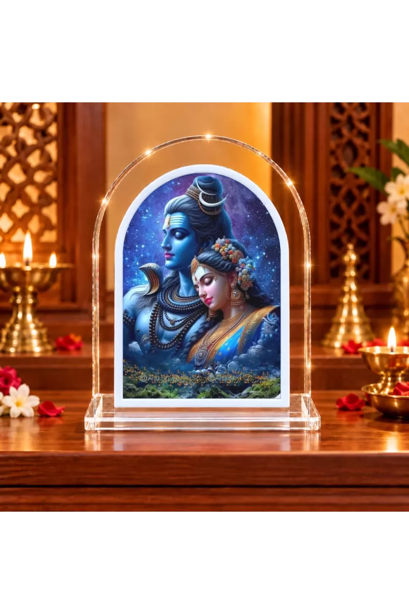 Shiva Parvati L Shape Acrylic Showpiece 3 X 3.5 Inch For Home, Office And Car (F175717)