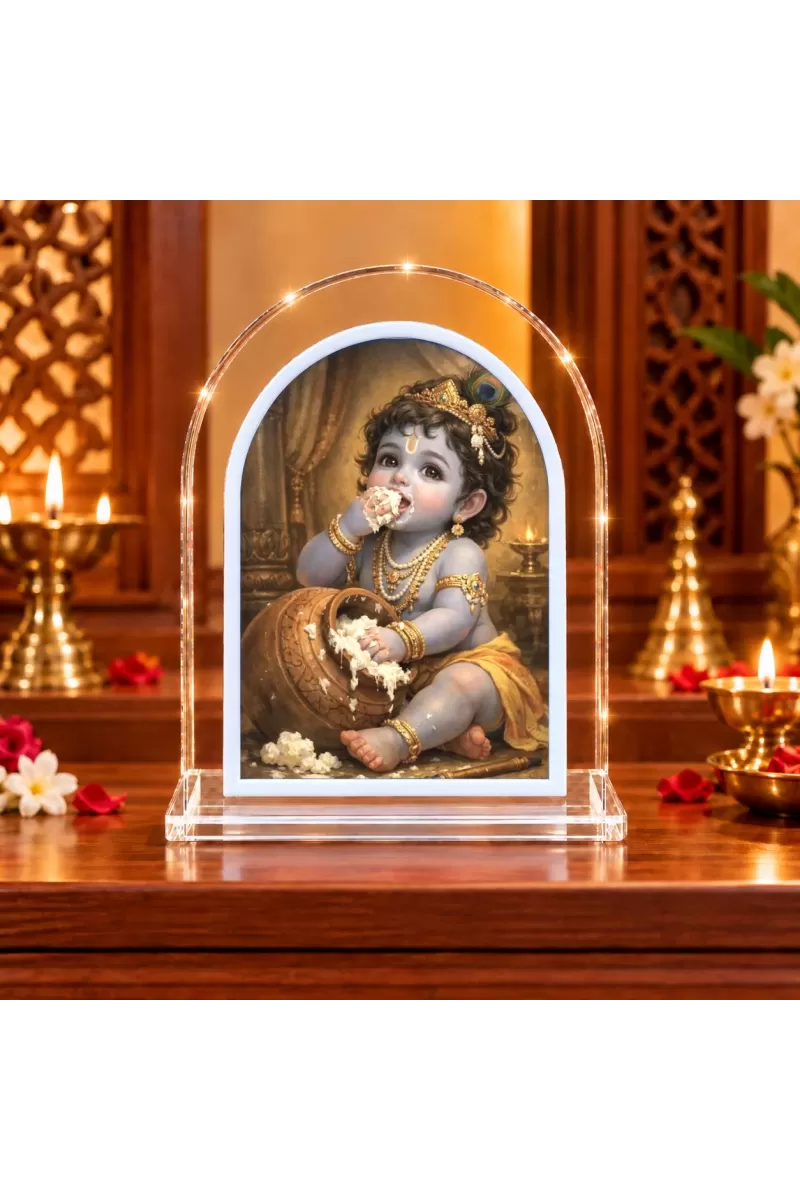 Baby Krishna L Shape Acrylic Showpiece 3 X 3.5 Inch For Home, Office And Car (F175718)