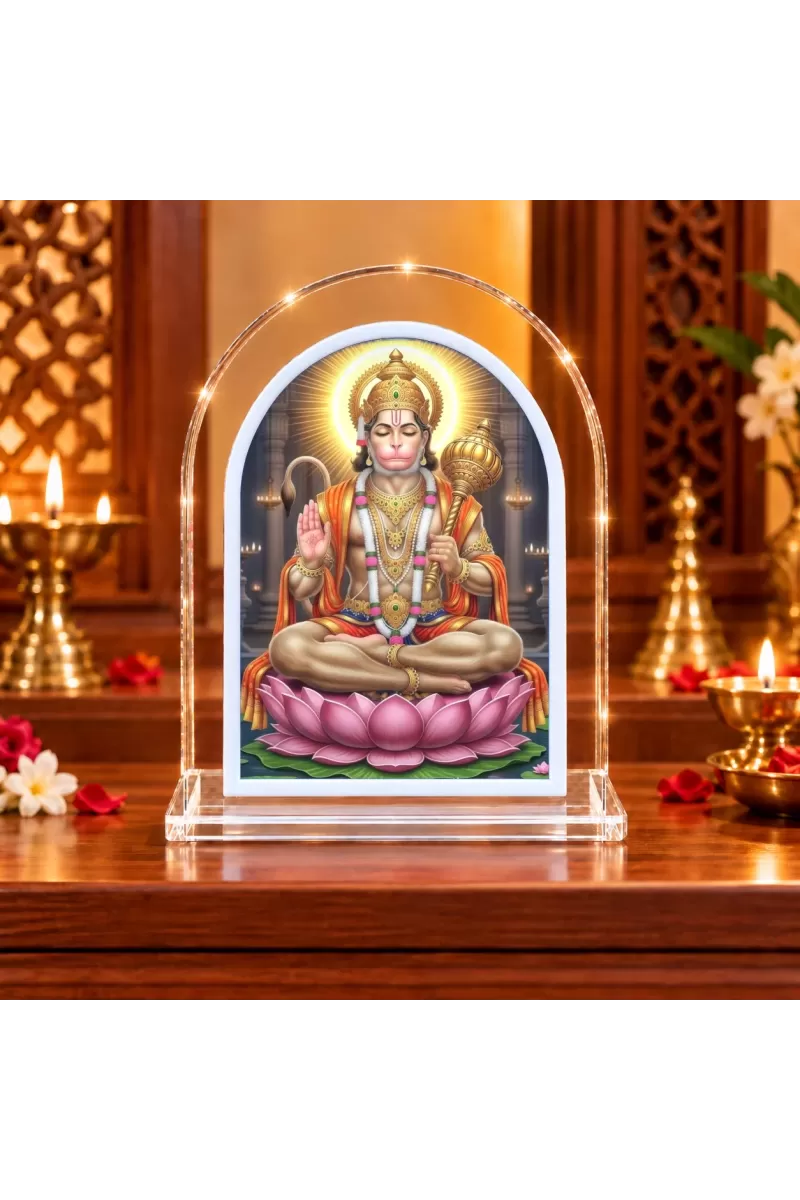 Hanuman L Shape Acrylic Showpiece 3 X 3.5 Inch For Home, Office And Car (F175726)