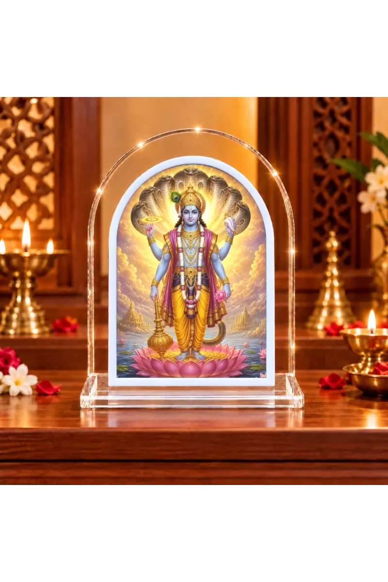 Lord Vishnu L Shape Acrylic Showpiece 3 X 3.5 Inch For Home, Office And Car (F175727)