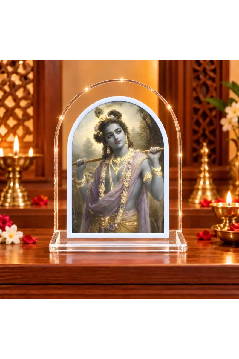 Lord Krishna L Shape Acrylic Showpiece 3 X 3.5 Inch For Home, Office And Car (F175734)