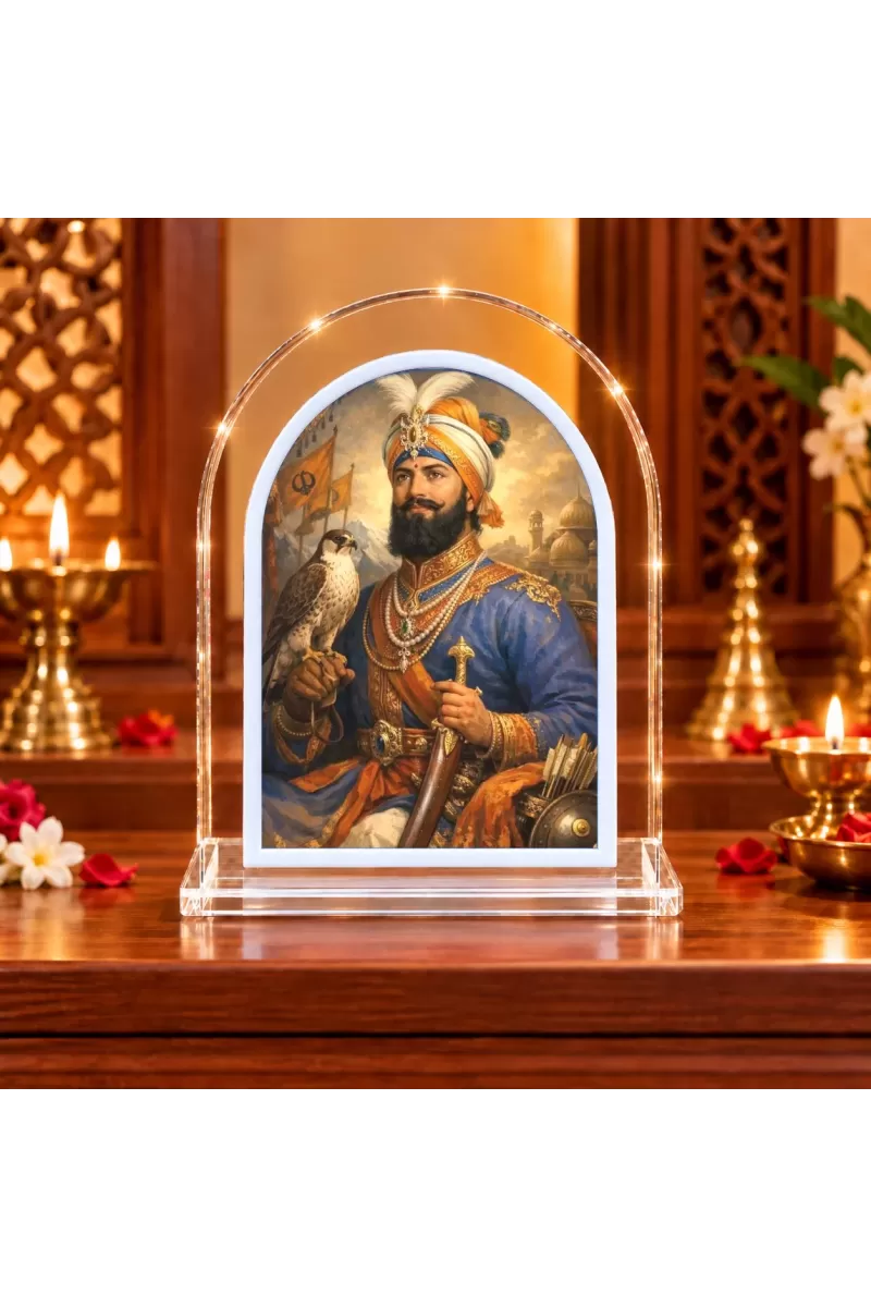 Guru Gobind L Shape Acrylic Showpiece 3 X 3.5 Inch For Home, Office And Car (F175737)