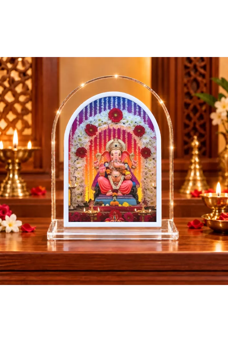 Lord Ganesha L Shape Acrylic Showpiece 3 X 3.5 Inch For Home, Office And Car (F175738)