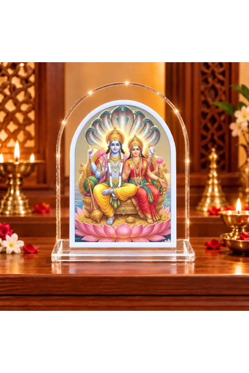 Lakshmi Narayan L Shape Acrylic Showpiece 3 X 3.5 Inch For Home, Office And Car (F175739)