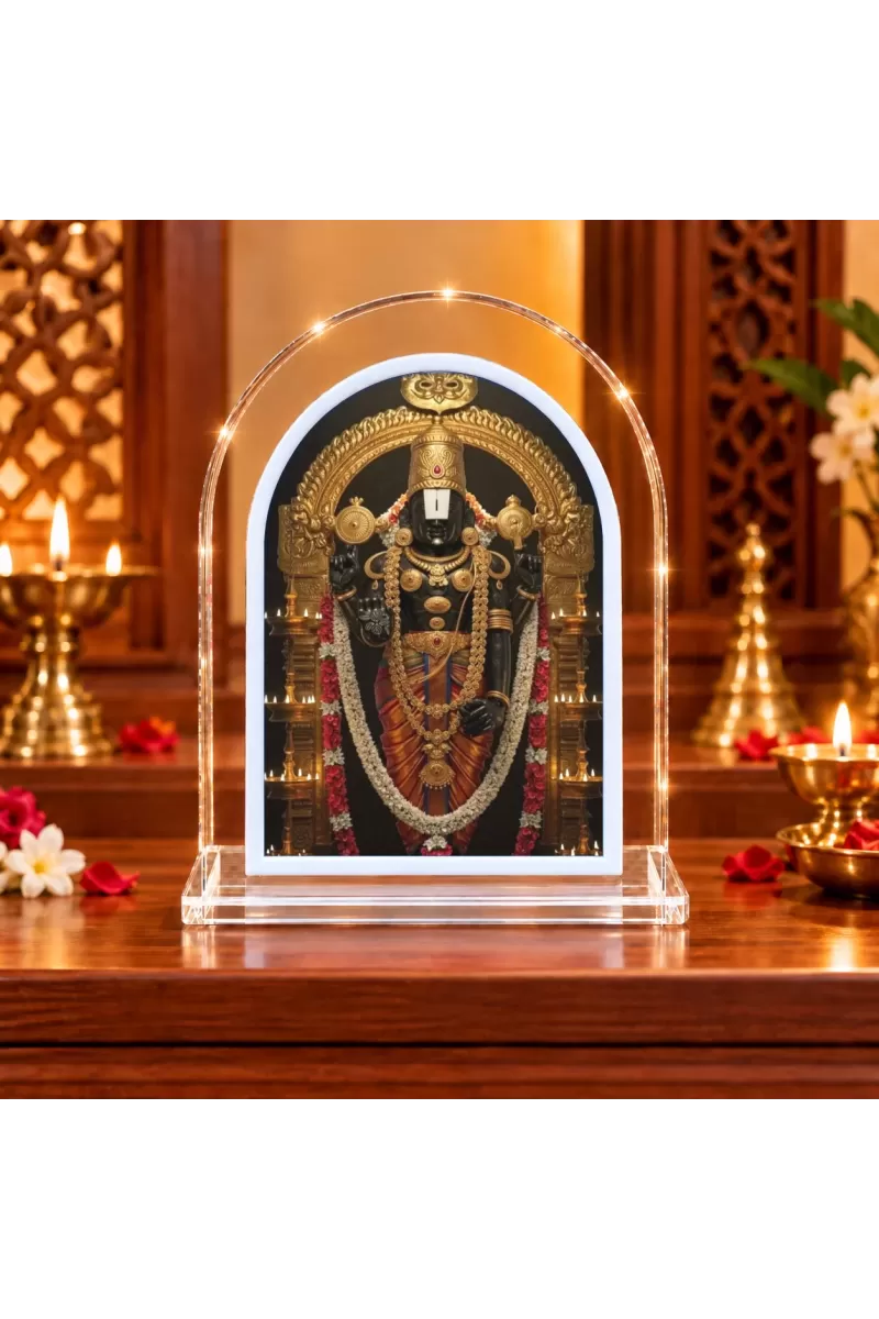 Lord Venkateswara L Shape Acrylic Showpiece 3 X 3.5 Inch For Home, Office And Car (F175741)