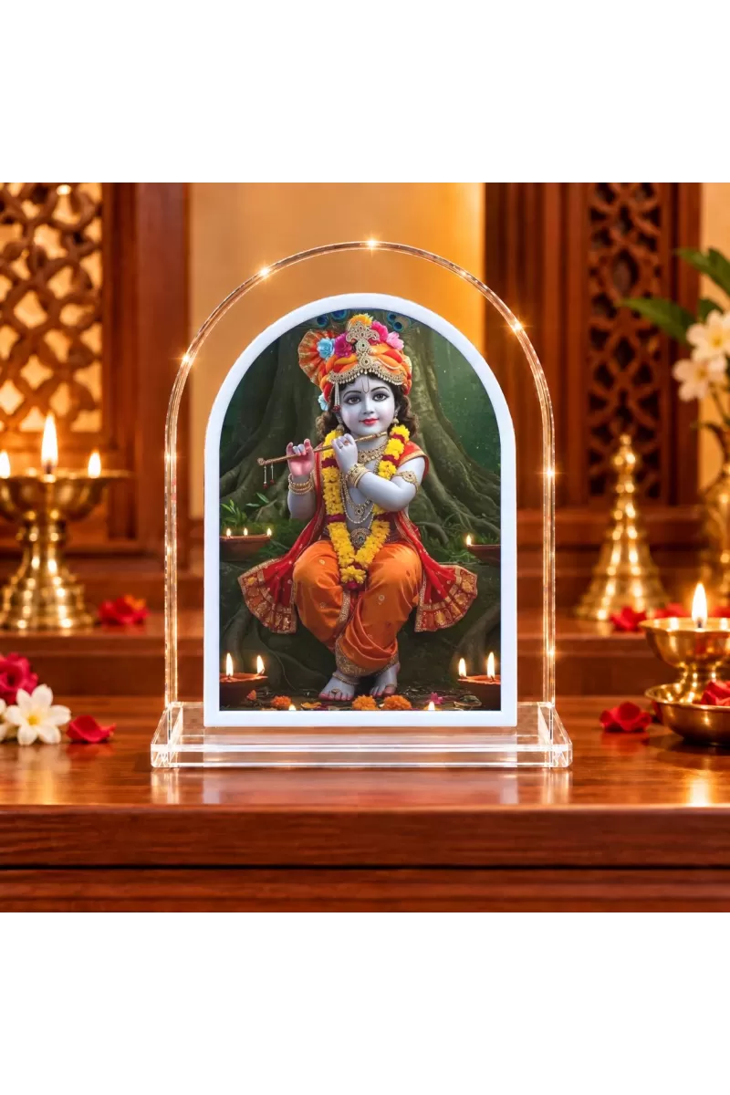 Lord Krishna L Shape Acrylic Showpiece 3 X 3.5 Inch For Home, Office And Car (F175745)