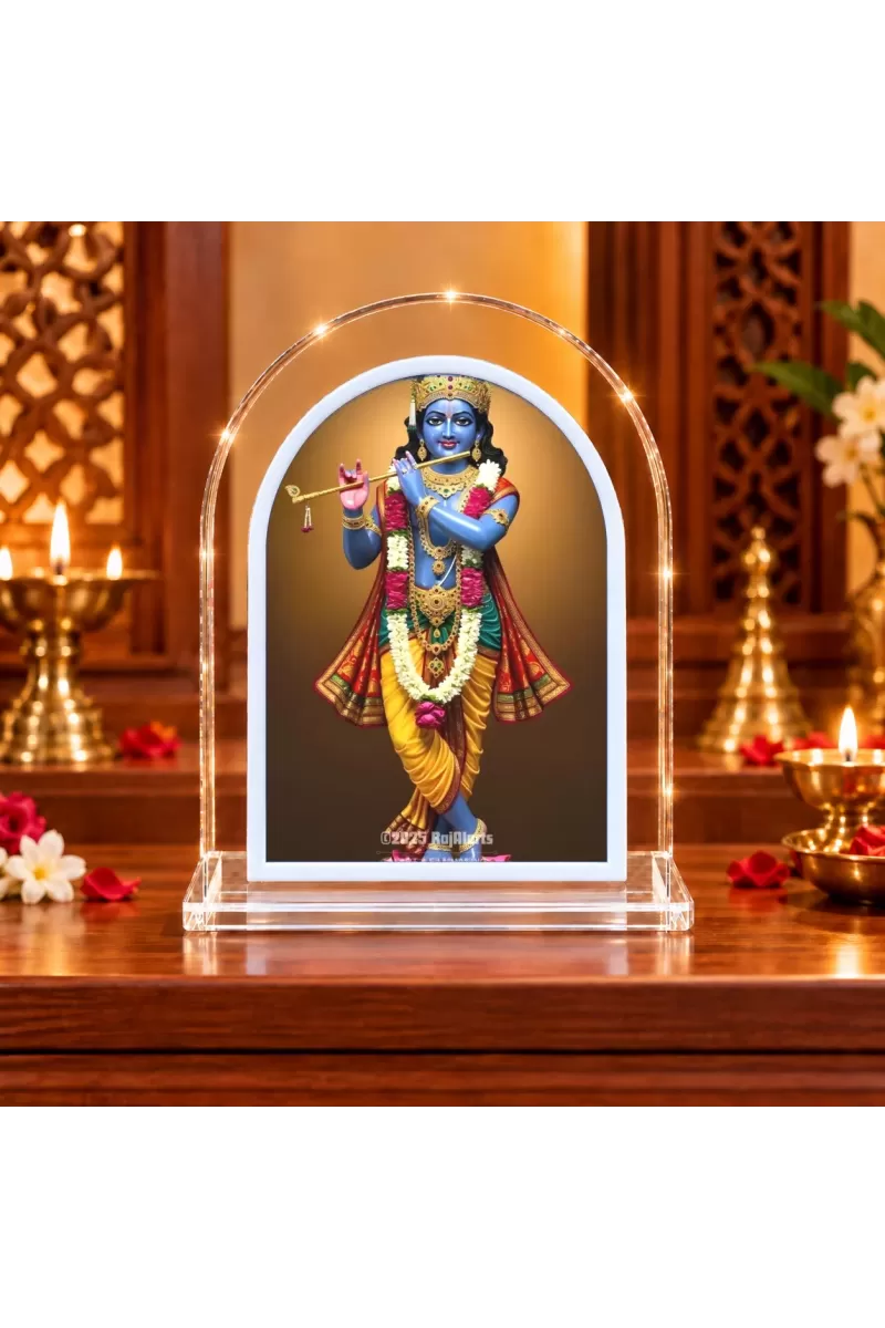 Lord Krishna L Shape Acrylic Showpiece 3 X 3.5 Inch For Home, Office And Car (F175747)