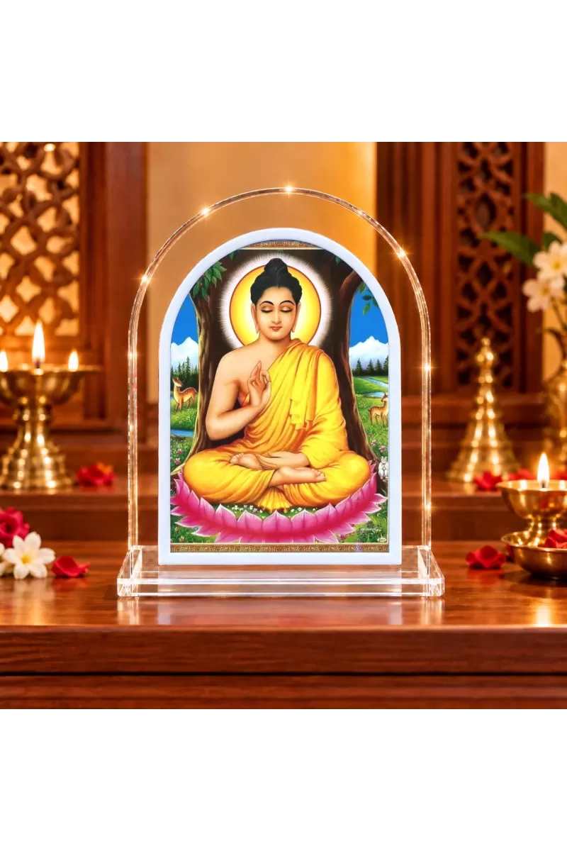 Buddha L Shape Acrylic Showpiece 3 X 3.5 Inch For Home, Office And Car (F175748)